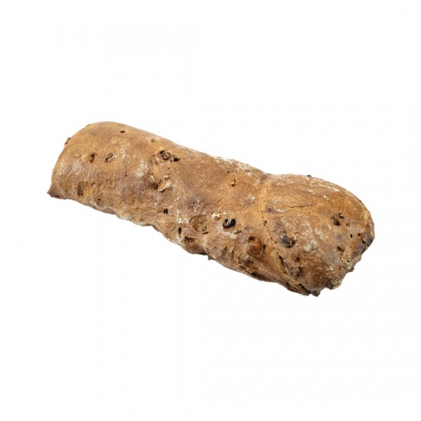 Diese Brotspezialität besticht durch extrem grosse Porung und kräftiges Aroma. Angereichert mit jeweils 8% Walnüssen und Haselnüssen.