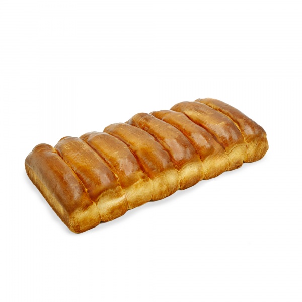 Esponjoso brioche de mantequilla con un
toque dulce. Semidividido en rolls, fácil
partición.
